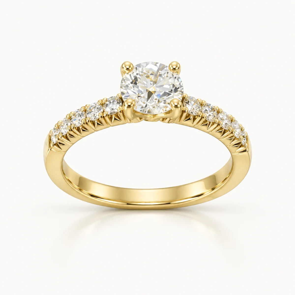 Solitärring i gult guld med diamant