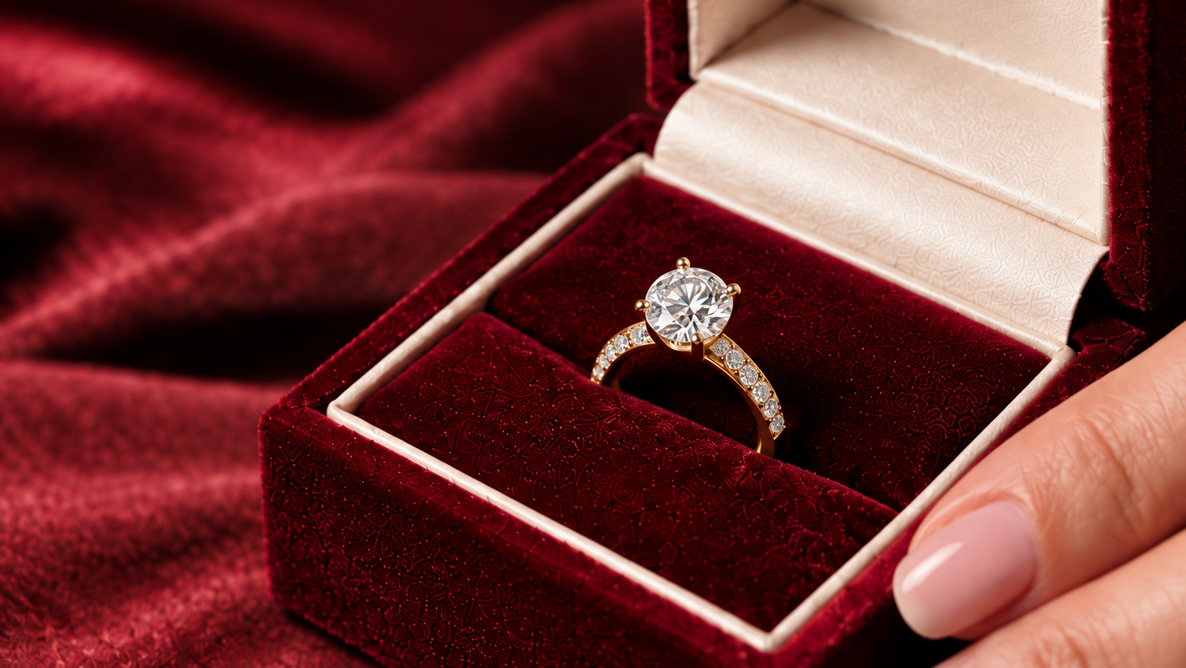 Närbild av diamantring i gult guld